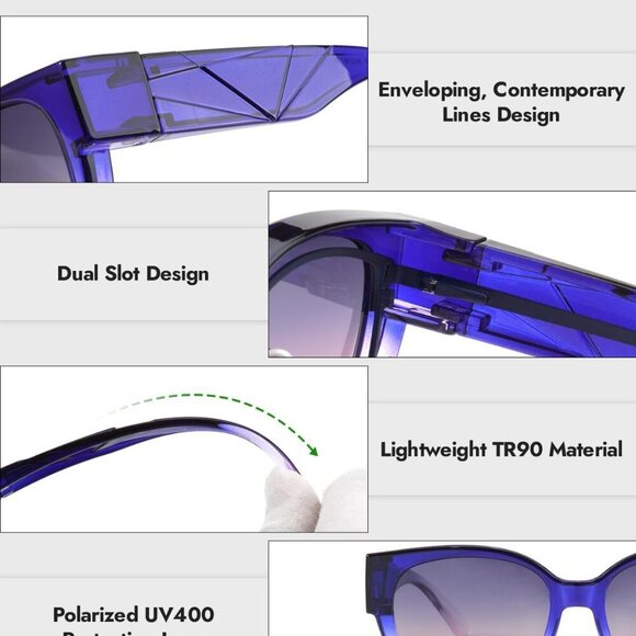 Fit Over Glasses Sunglasses Women TR90 Frame Polarized UV400 Protection - Picture 2 of 6